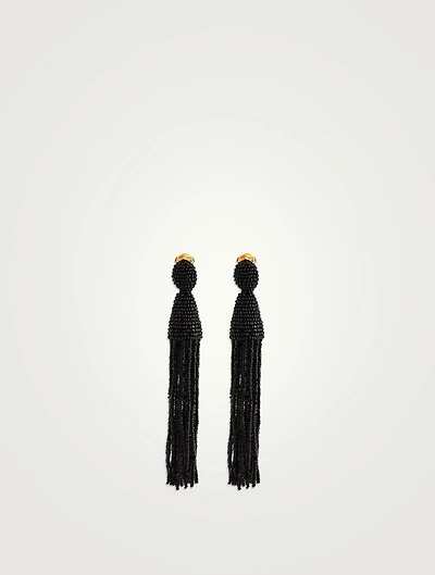 Beaded Tassel Clip-On Earrings