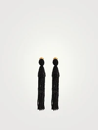 Beaded Tassel Clip-On Earrings