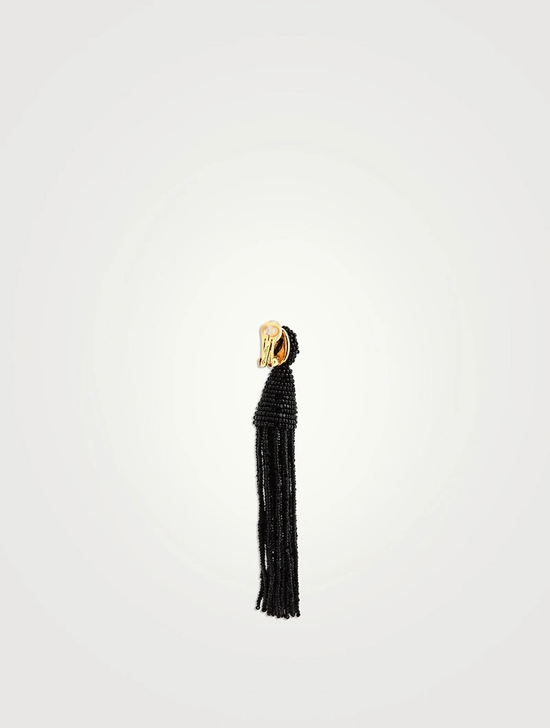 Beaded Tassel Clip-On Earrings
