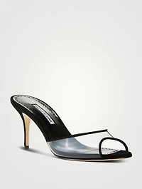 Jadifa Suede And PVC Peep-Toe Mules