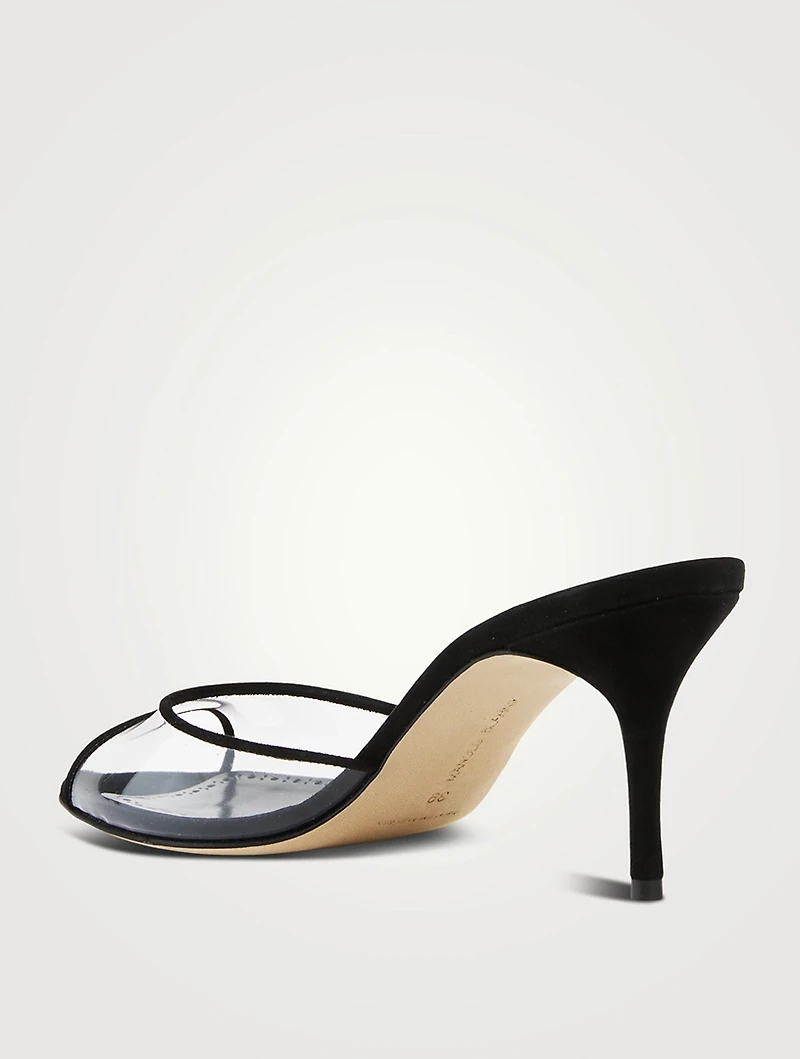 Jadifa Suede And PVC Peep-Toe Mules