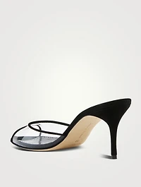 Jadifa Suede And PVC Peep-Toe Mules