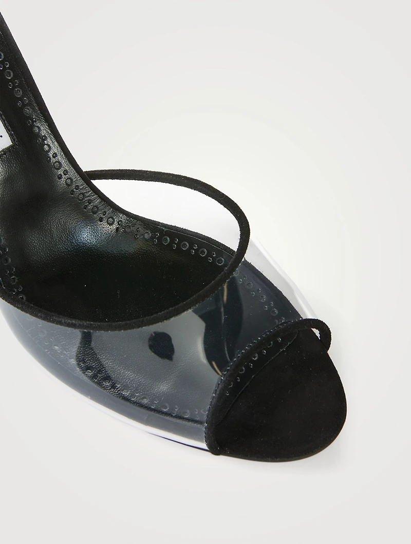 Jadifa Suede And PVC Peep-Toe Mules