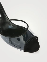 Jadifa Suede And PVC Peep-Toe Mules