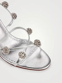 Elsaka Metallic Leather Ankle-Tie Sandals