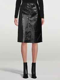 Scallop Patent Leather Midi Skirt