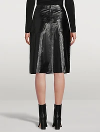 Scallop Patent Leather Midi Skirt