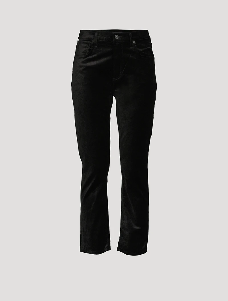 Jolene High-Rise Slim Velvet Trousers
