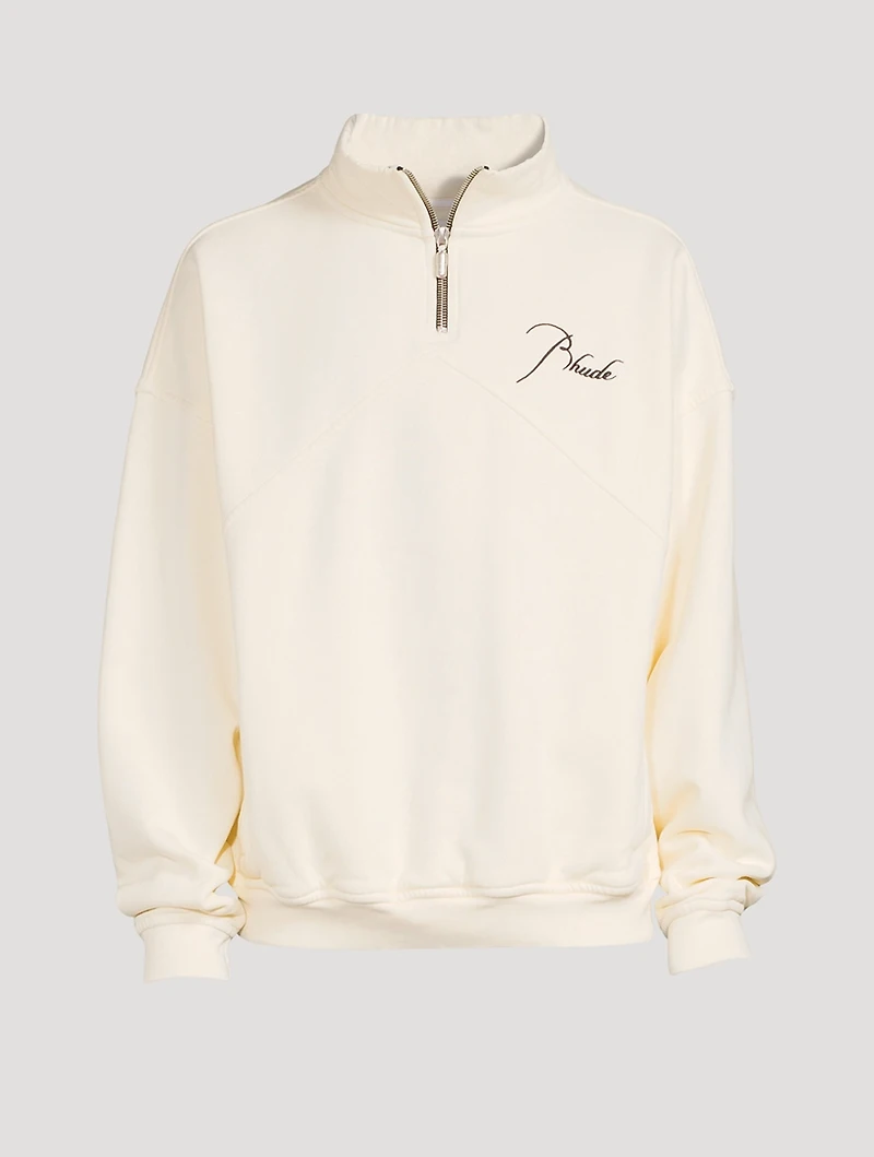 Quarter-Zip Sweatshirt With Cursive Logo