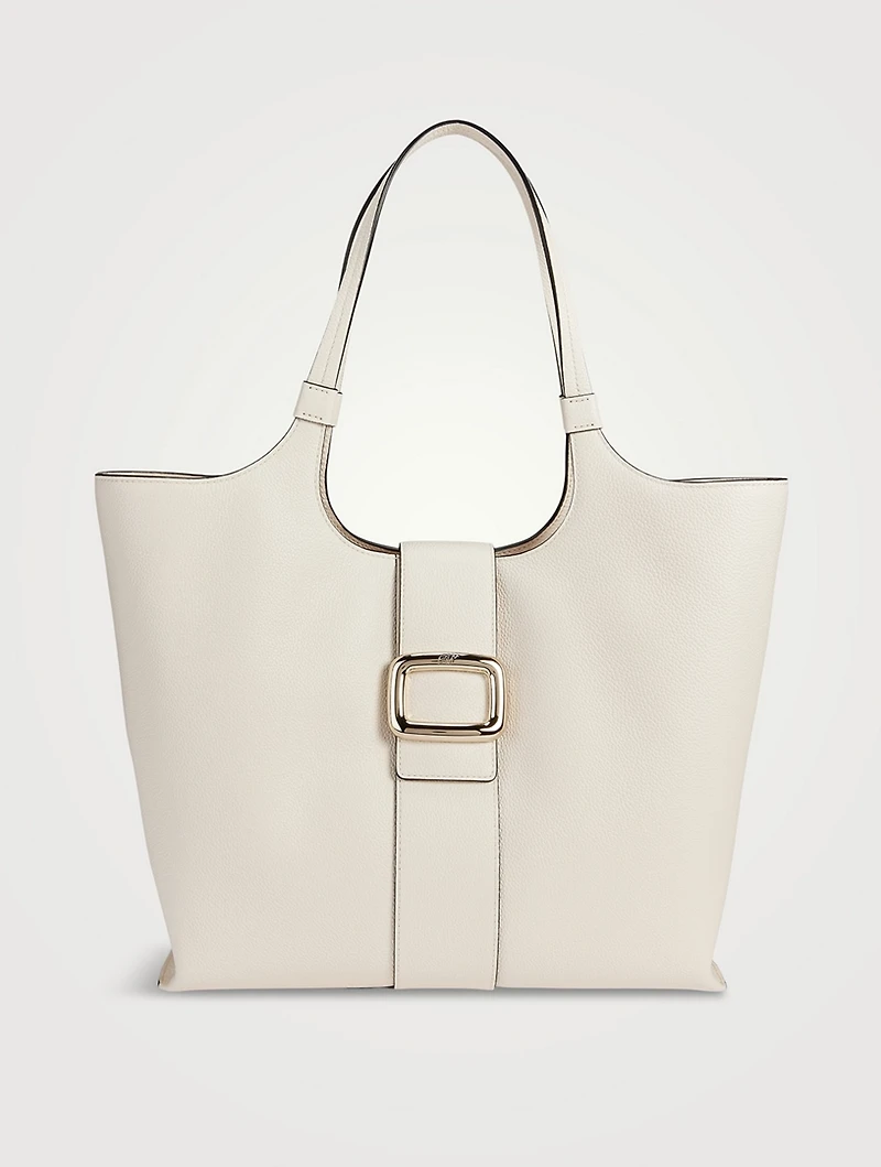 Medium Viv' Choc Leather Tote Bag