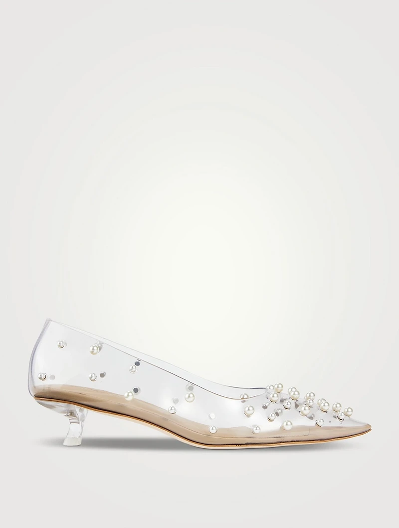 Roxy Pearl-Embellished PVC Pumps