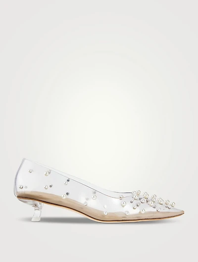 Roxy Pearl-Embellished PVC Pumps