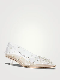 Roxy Pearl-Embellished PVC Pumps