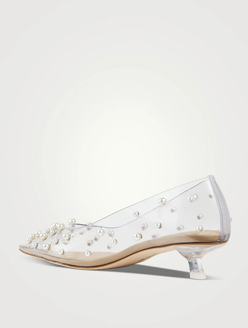 Roxy Pearl-Embellished PVC Pumps