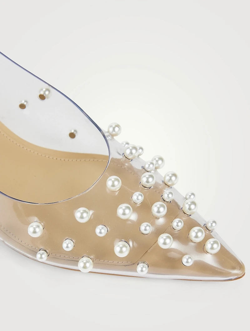 Roxy Pearl-Embellished PVC Pumps