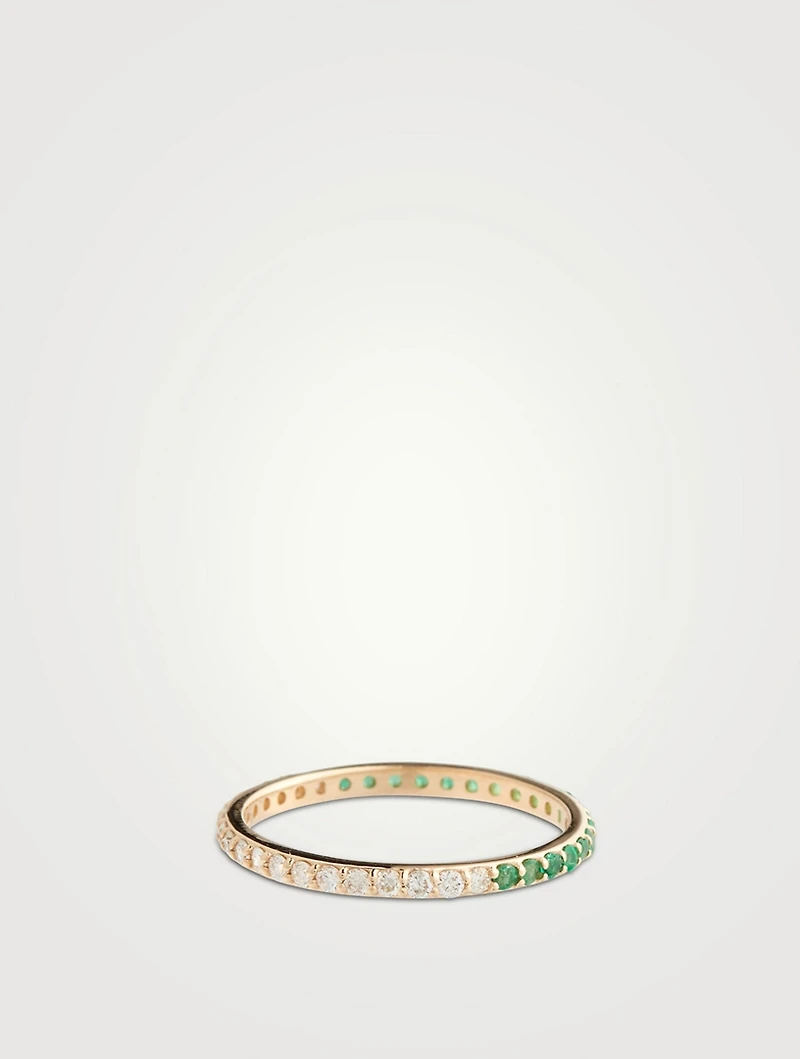 Classique 14K Gold Eternity Band With Emeralds And Diamonds