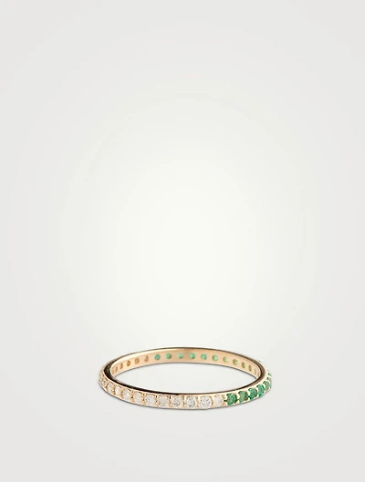 Classique 14K Gold Eternity Band With Emeralds And Diamonds