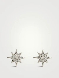 Aztec 14K Gold North Star Stud Earrings With Pavé Diamonds