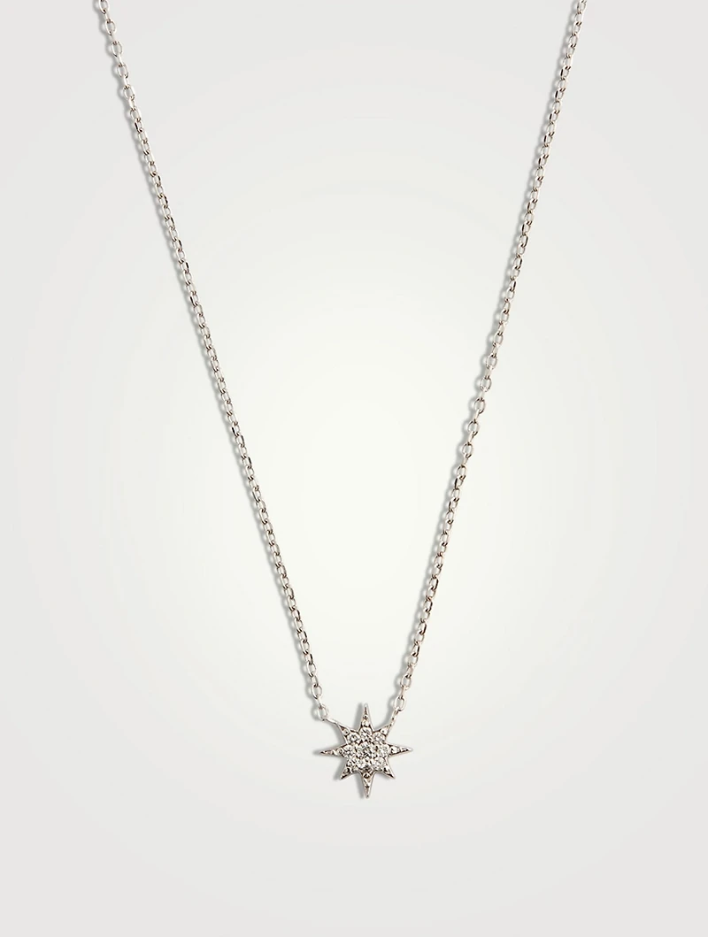 14K Gold Star Necklace With Pavé Diamonds