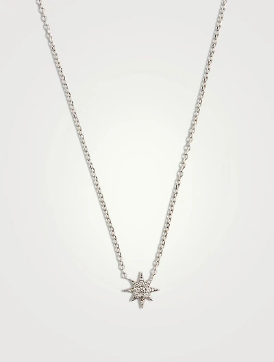 14K Gold Star Necklace With Pavé Diamonds