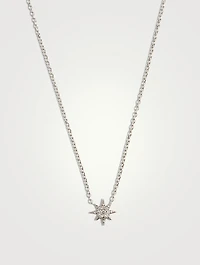 14K Gold Star Necklace With Pavé Diamonds