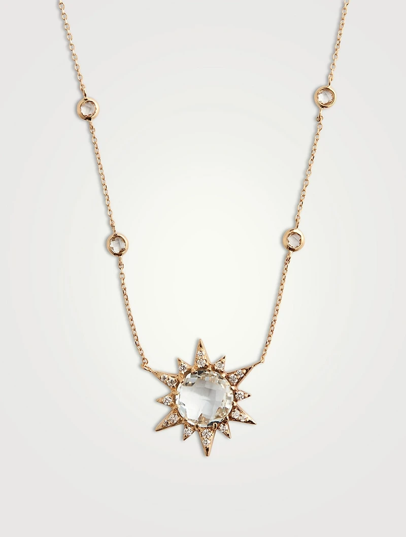 14K Gold Necklace With White Topaz