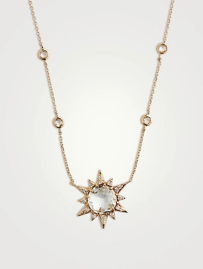 14K Gold Necklace With White Topaz