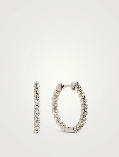 14K Gold Huggie Hoop Earrings With Pavé Diamonds