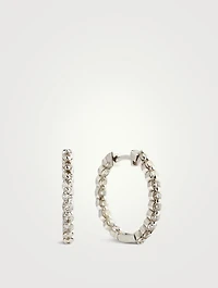 14K Gold Huggie Hoop Earrings With Pavé Diamonds