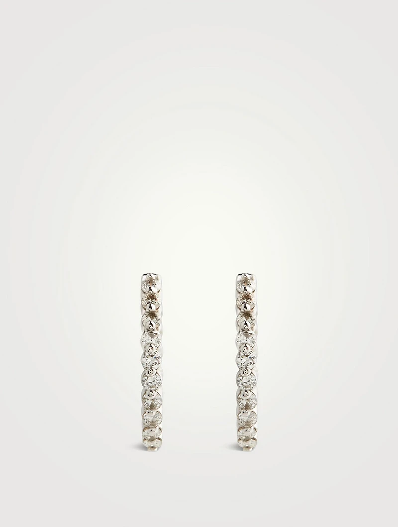 14K Gold Huggie Hoop Earrings With Pavé Diamonds