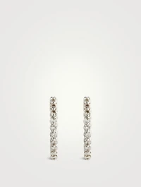 14K Gold Huggie Hoop Earrings With Pavé Diamonds