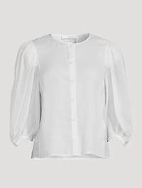 Puff-Sleeve Ramie Blouse