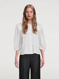 Puff-Sleeve Ramie Blouse