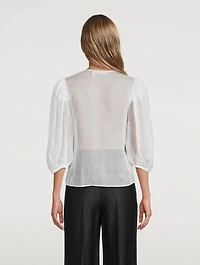 Puff-Sleeve Ramie Blouse
