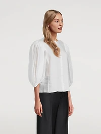 Puff-Sleeve Ramie Blouse