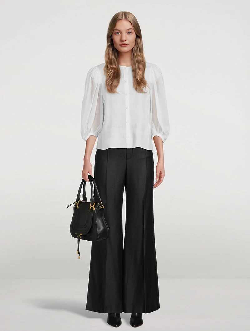 Puff-Sleeve Ramie Blouse