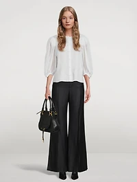 Puff-Sleeve Ramie Blouse