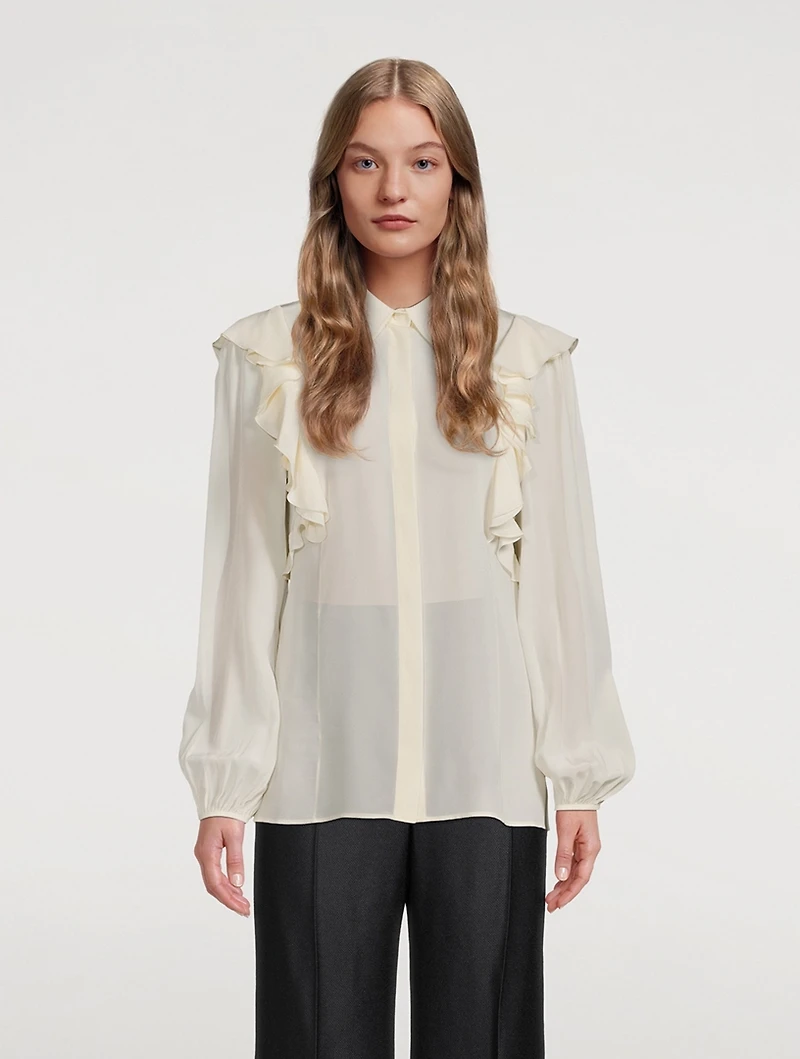 Ruffled Crêpe de Chine Blouse