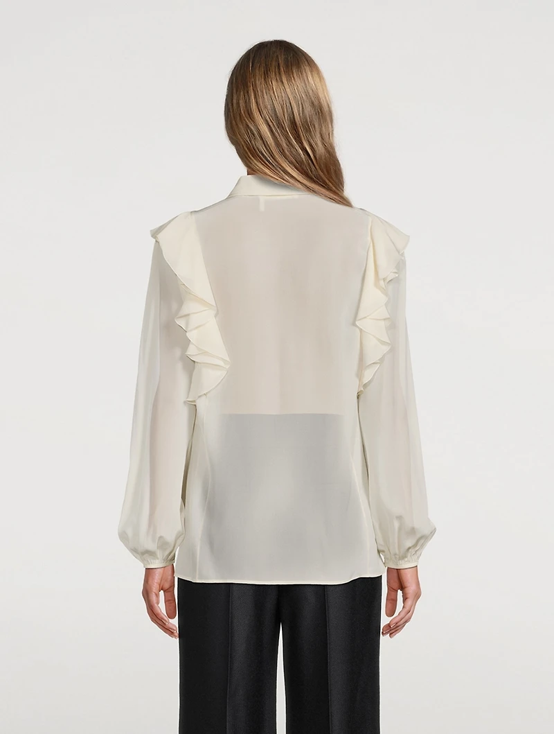 Ruffled Crêpe de Chine Blouse