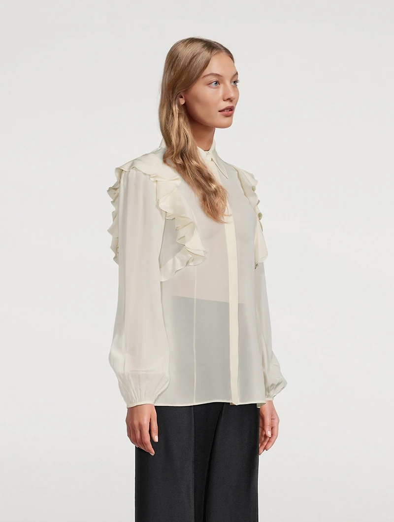 Ruffled Crêpe de Chine Blouse