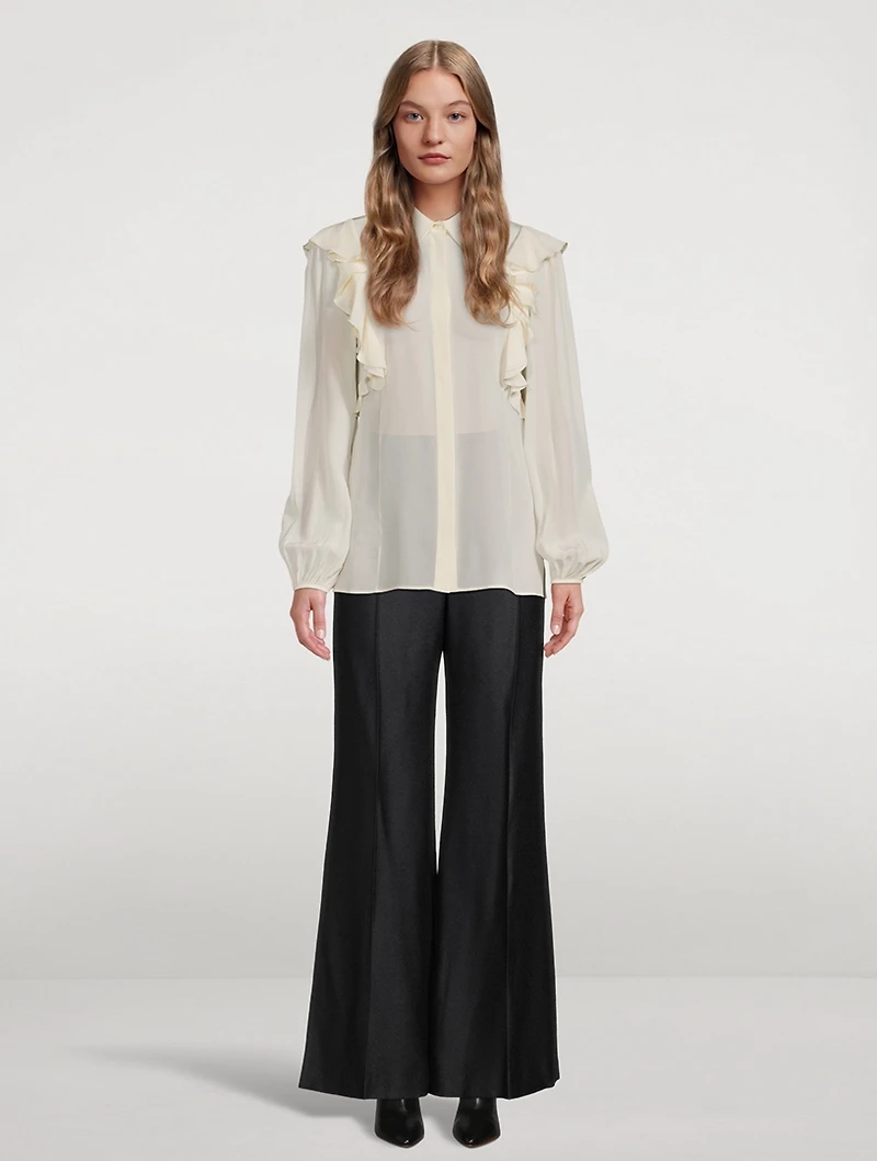 Ruffled Crêpe de Chine Blouse