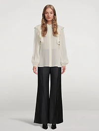 Ruffled Crêpe de Chine Blouse