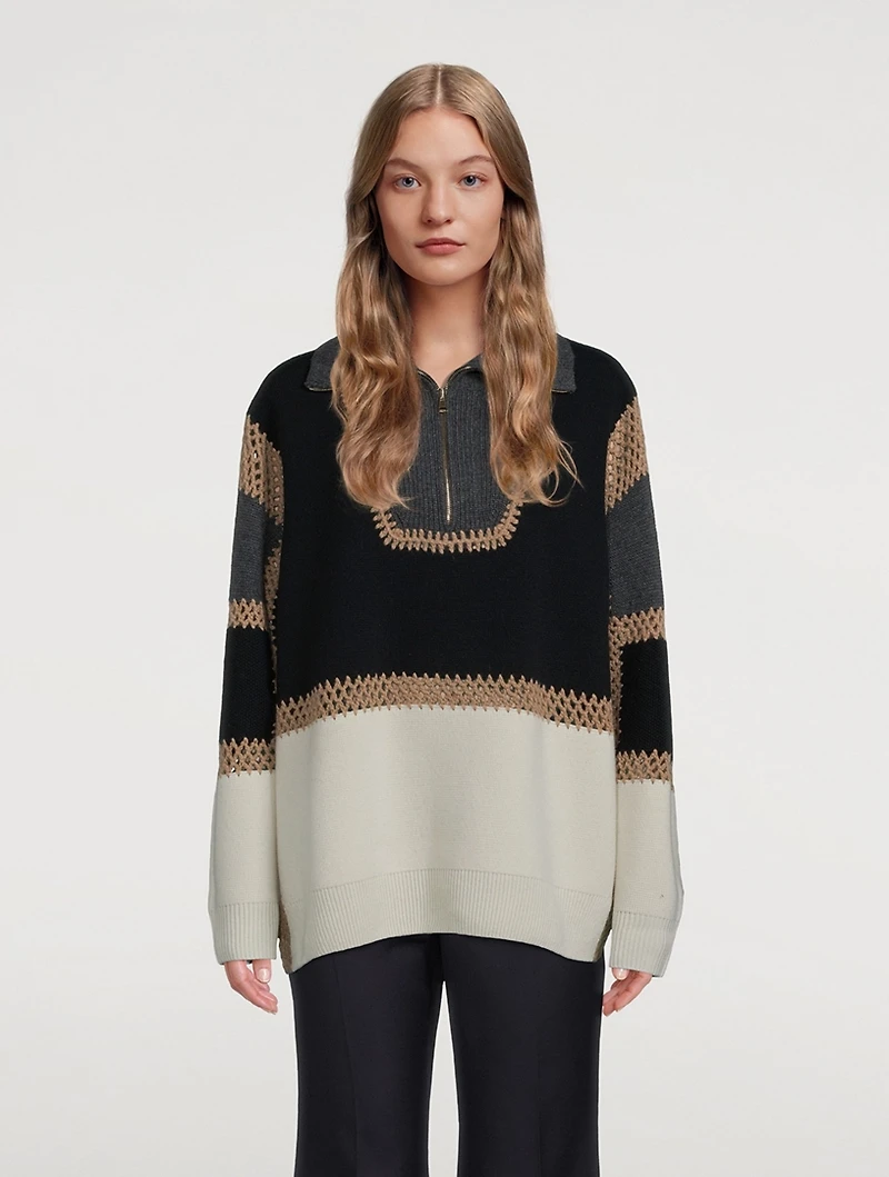 Half-Zip Wool And Cashmere Sweater