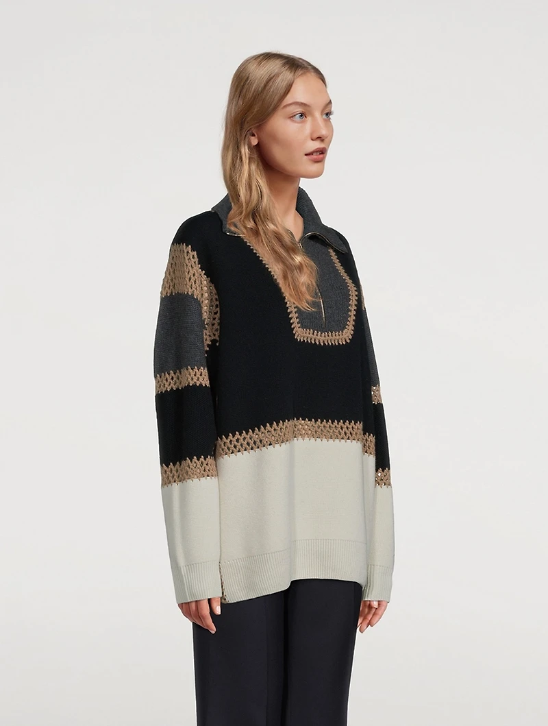 Half-Zip Wool And Cashmere Sweater