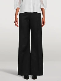 Wide-Leg Wool And Linen Trousers