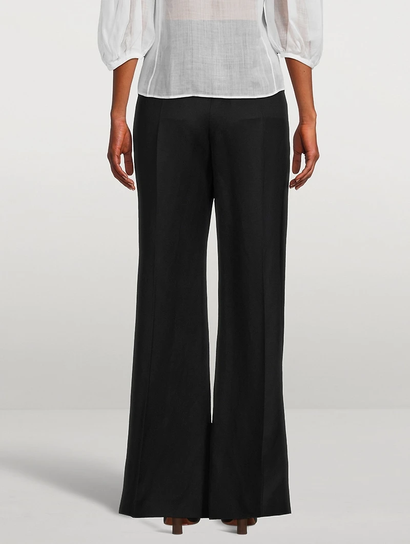 Wide-Leg Wool And Linen Trousers