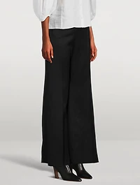 Wide-Leg Wool And Linen Trousers