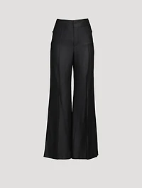 Wide-Leg Silk And Wool Trousers