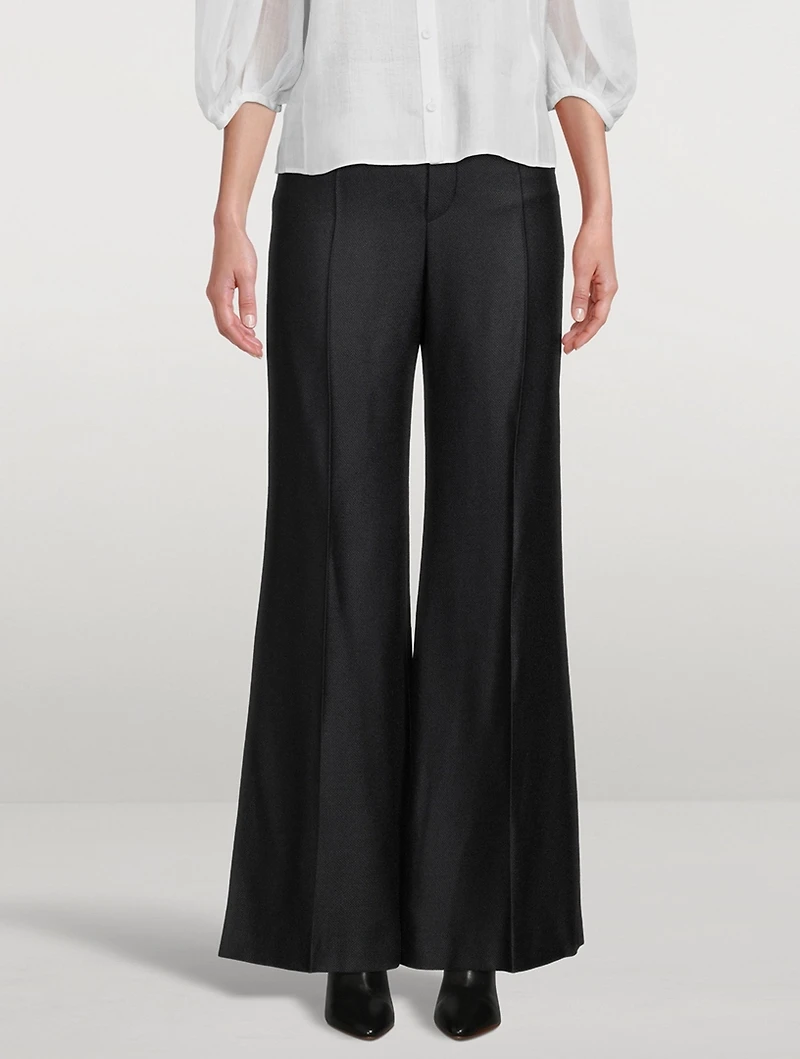 Wide-Leg Silk And Wool Trousers