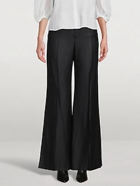 Wide-Leg Silk And Wool Trousers